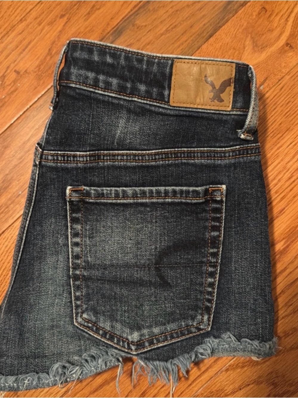 American Eagle Outfitters Dark Blue Distressed Denim Skirt